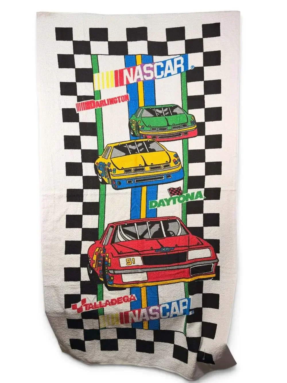 Vintage NASCAR Race Car Graphic Beach Towel by The Bibb Co.